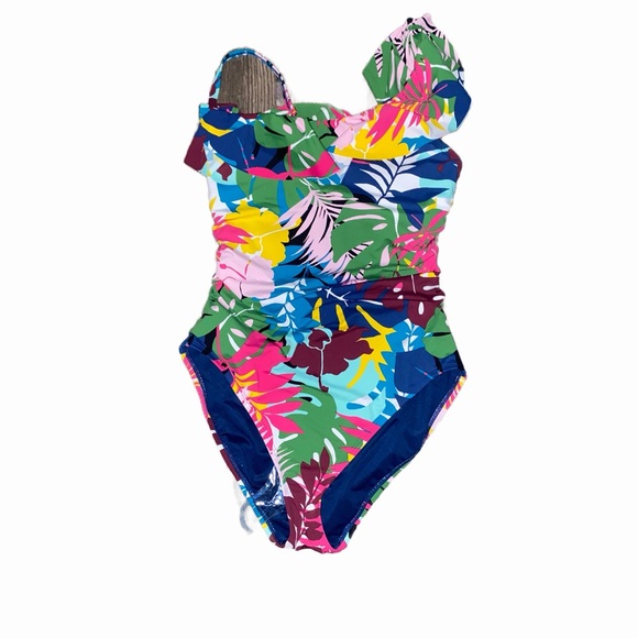 Bleu Rod Beattie On A Brighter Note One Shoulder One Piece Swimsuit NWT - Picture 3 of 5